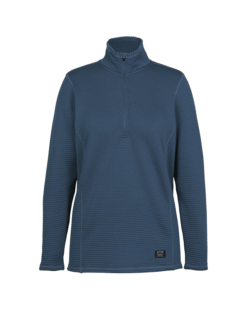 Womens Merino AEROGRID Fleece Hiking Pullover Slate Blue