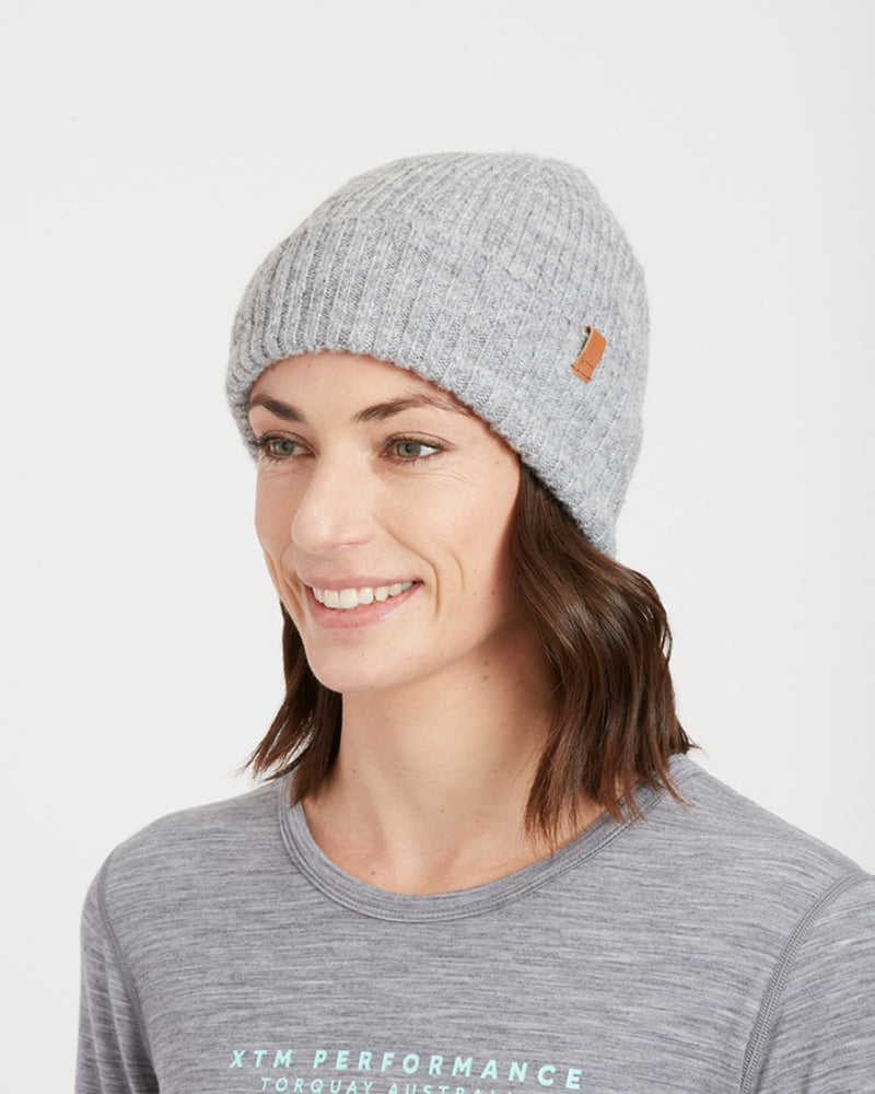 Cloud Nine Wool-Blend Recycled-Poly Women's Beanie Mid Grey Marle