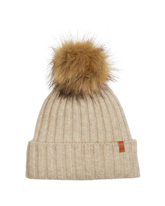 Beki Womens Recycled-Poly Pom Pom Beanie Taupe