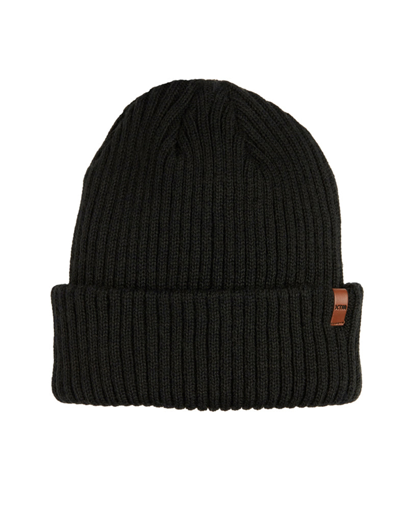 Ace Knitted Brim Hat Beanie Black