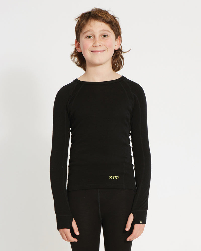 Kids' Merino 230 Wool Thermal Top Black