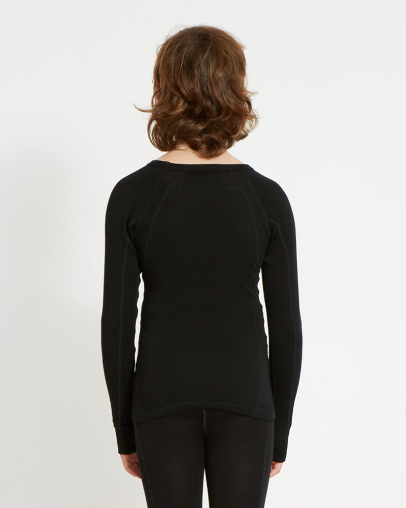 Kids' Merino 230 Wool Thermal Top Black