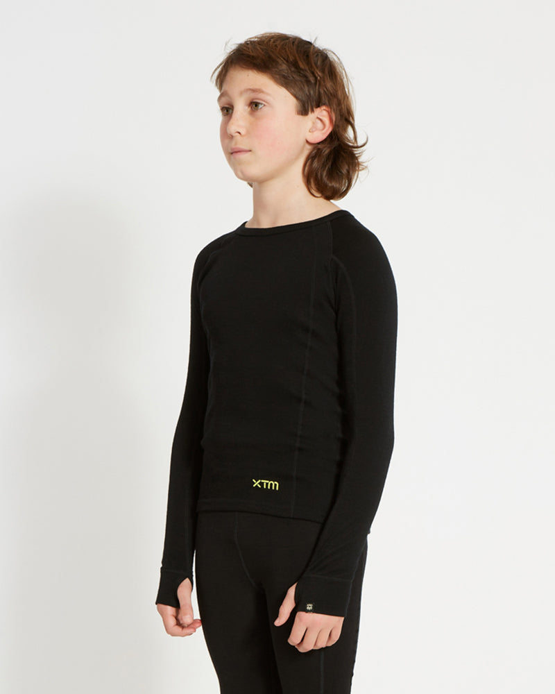 Kids' Merino 230 Wool Thermal Top Black