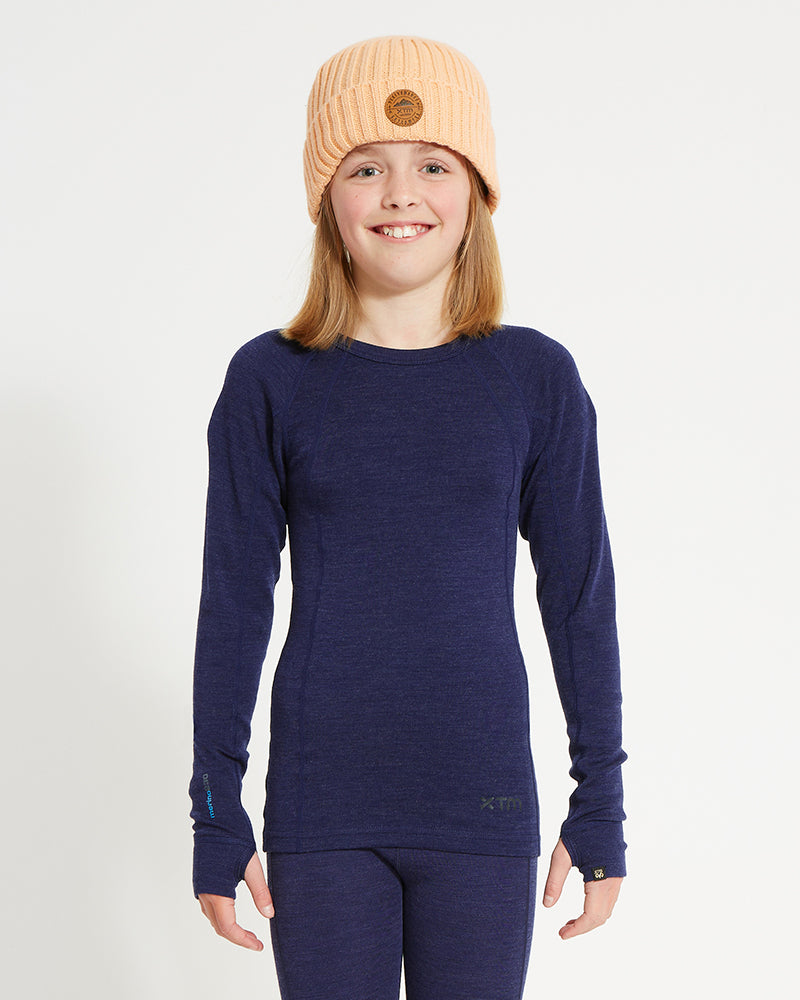 Merino Kids Thermal Wool Top Navy Marle – XTMPerformanceUSA