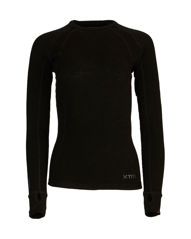 Womens Merino 230 Wool Thermal Long Sleeve Top Black