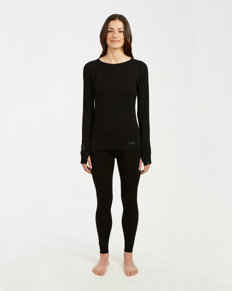 Womens Merino 230 Wool Thermal Long Sleeve Top Black