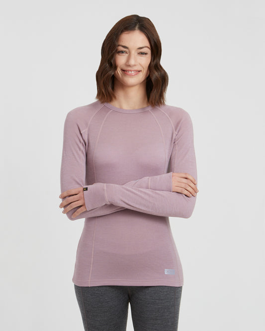 Womens Merino 230 Wool Thermal Long Sleeve Top Fog