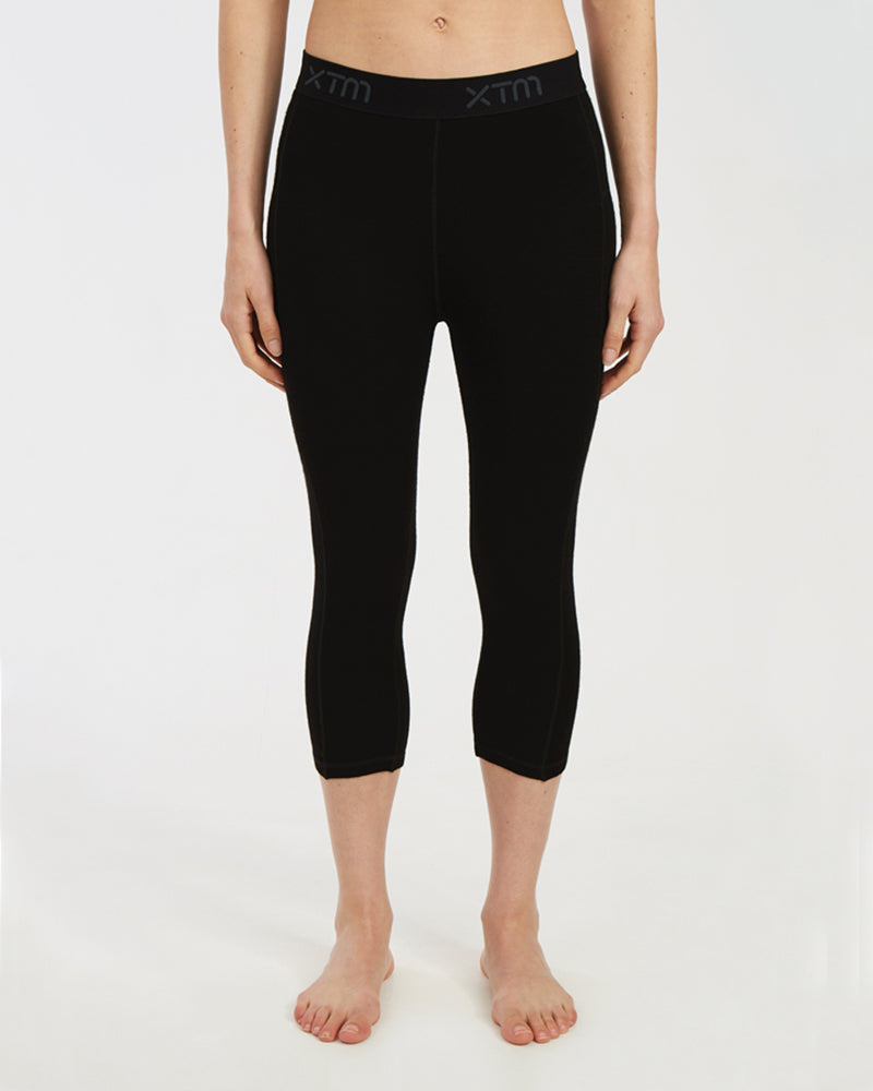 Womens Merino 230 Wool 3/4 Length Thermal Pants Black