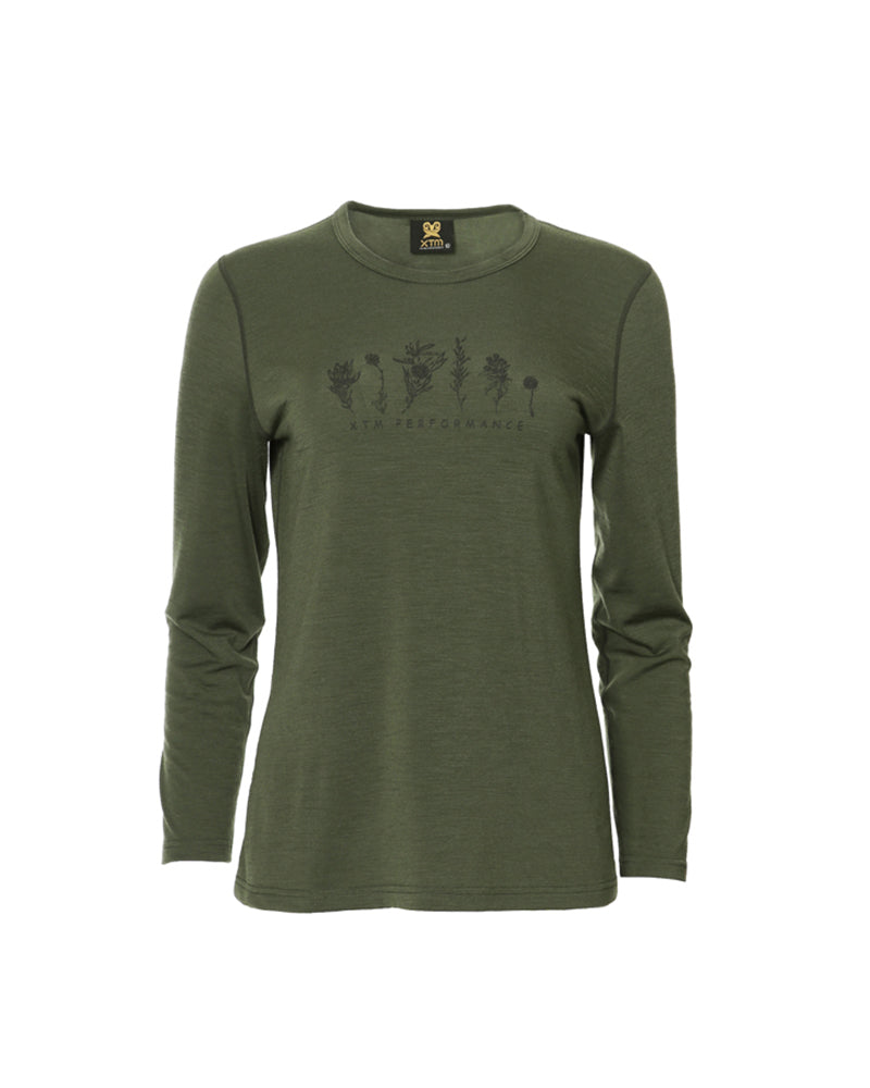 Adventure 170 Merino Womens Long Sleeve Thermal Top Winter Moss