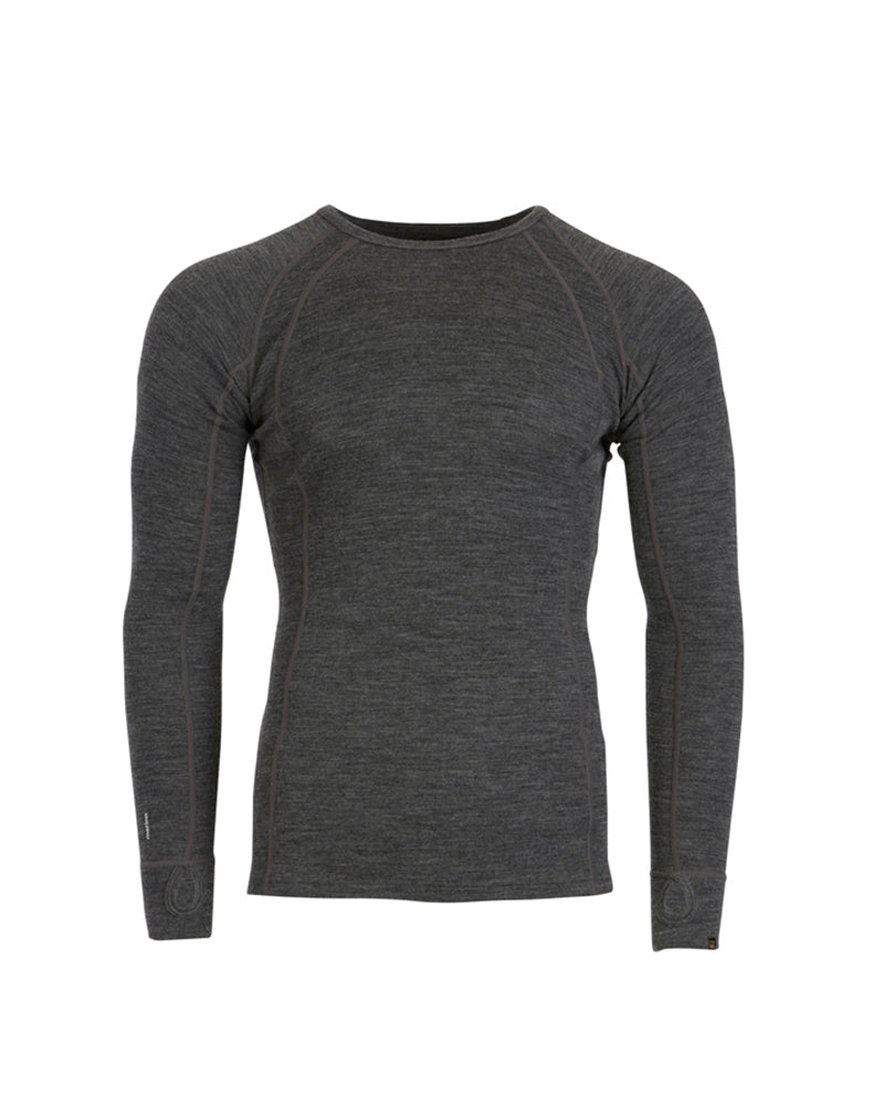 Men's Merino 230 Wool Long Sleeve Thermal Top Mid Grey Marle