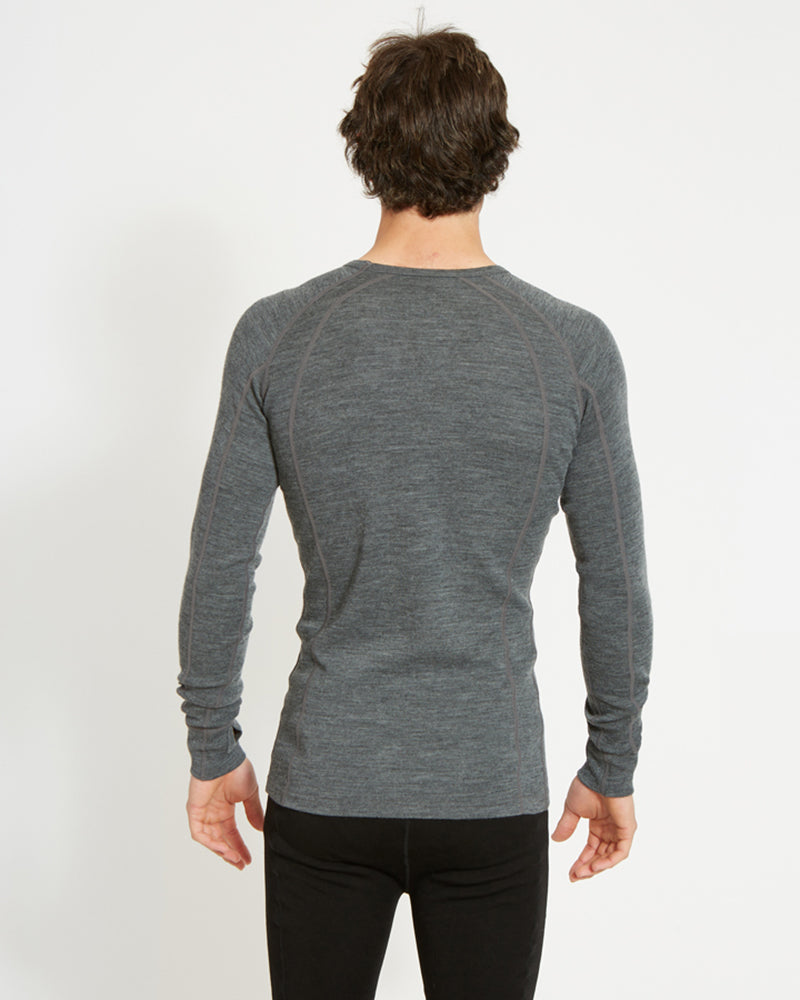 Men's Merino 230 Wool Long Sleeve Thermal Top Mid Grey Marle