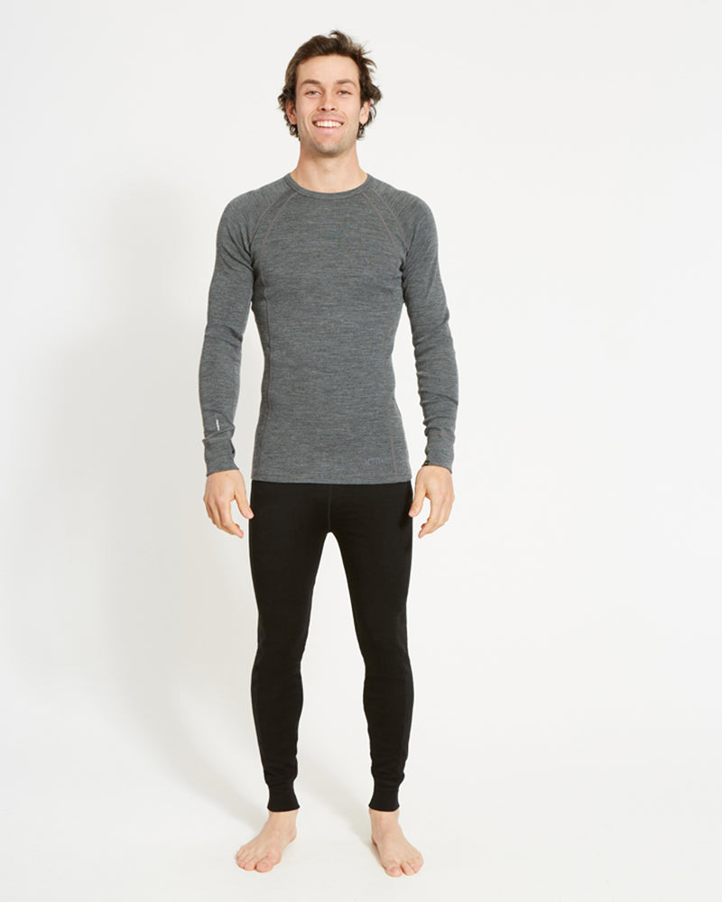 Men's Merino 230 Wool Long Sleeve Thermal Top Mid Grey Marle