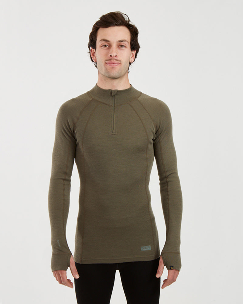 Men's Merino 230 Wool Zip Neck Thermal Top Kalamata