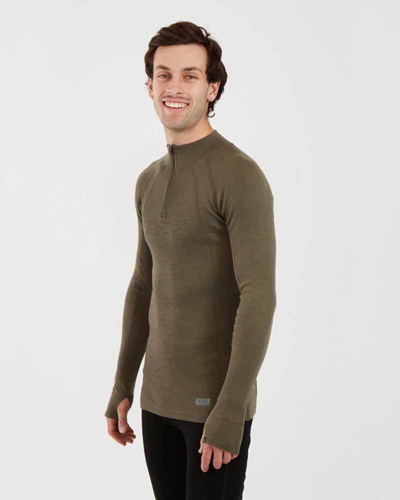 Men's Merino 230 Wool Zip Neck Thermal Top Kalamata