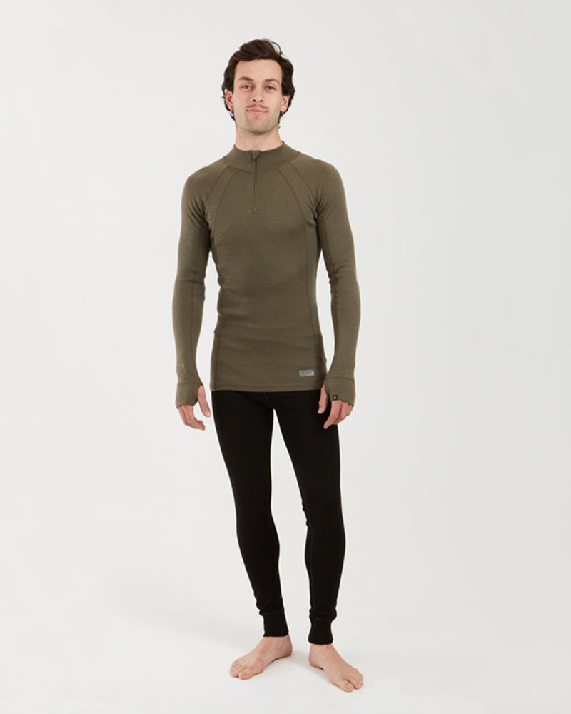 Men's Merino 230 Wool Zip Neck Thermal Top Kalamata