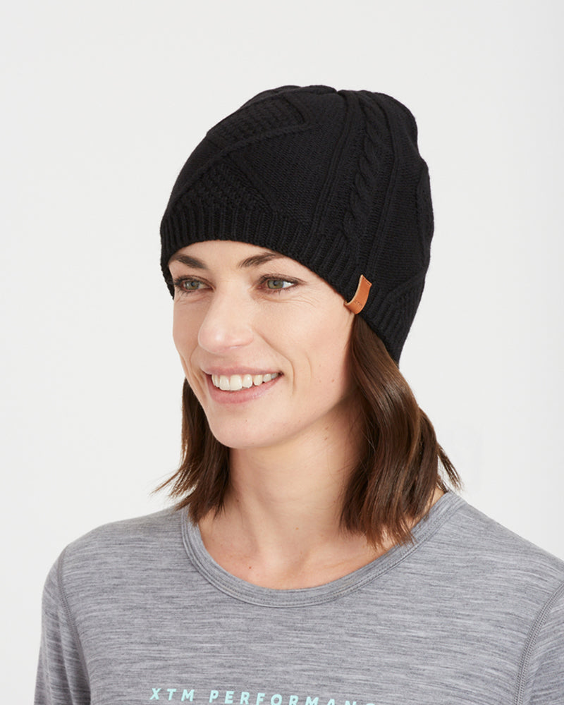 Pinnacle Merino Wool Blend Woolmark Certified Beanie Black