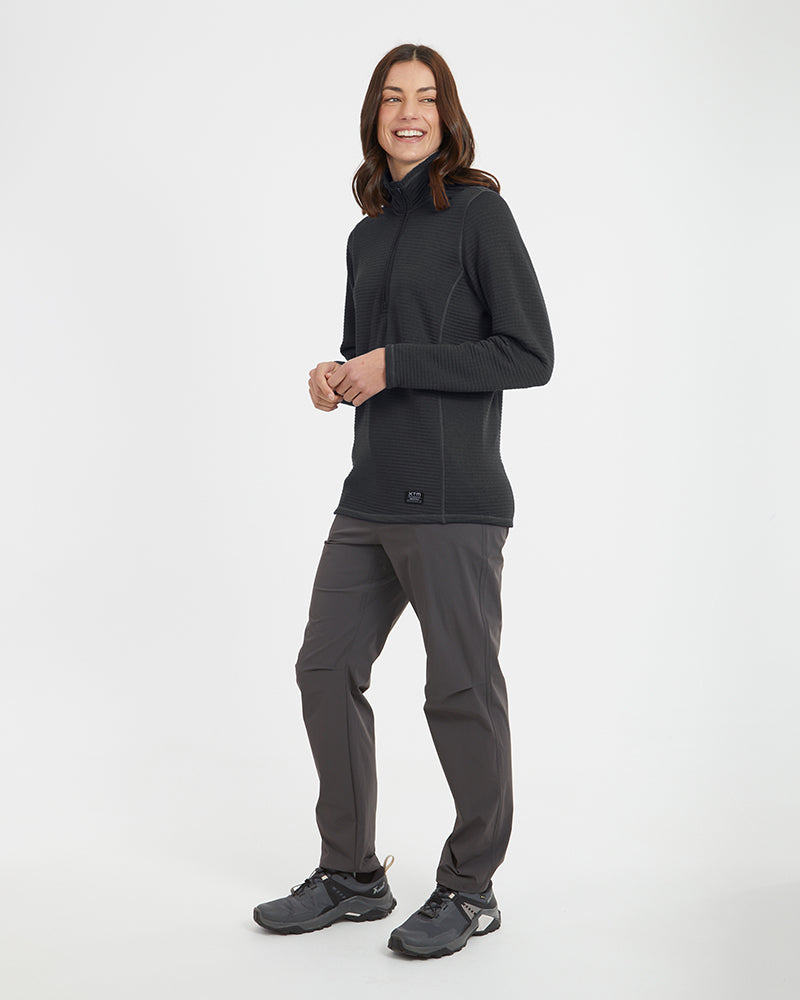 Womens Merino AEROGRID Fleece Hiking Pullover Black