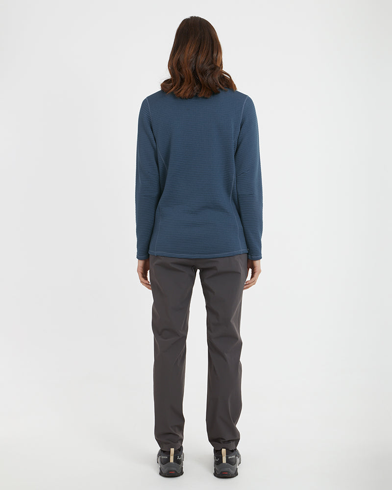 Womens Merino AEROGRID Fleece Hiking Pullover Slate Blue