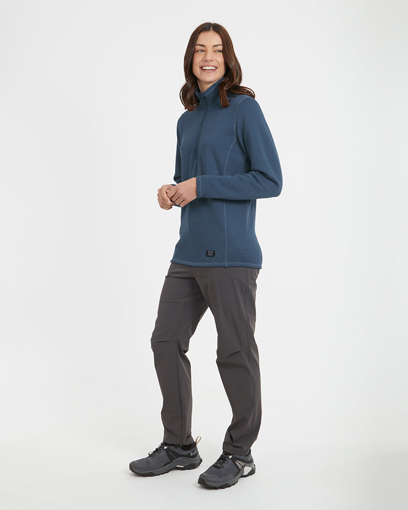 Womens Merino AEROGRID Fleece Hiking Pullover Slate Blue