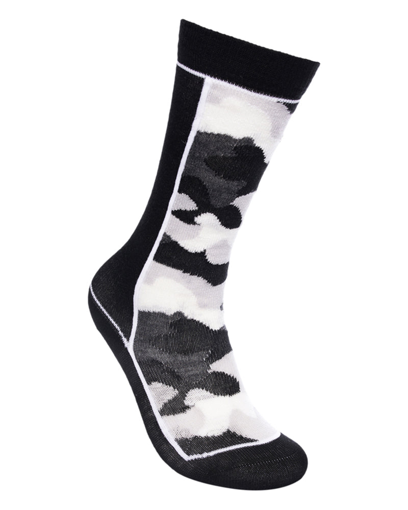 Trooper Kids' Merino Blend Lightweight Winter Sock Black Camo